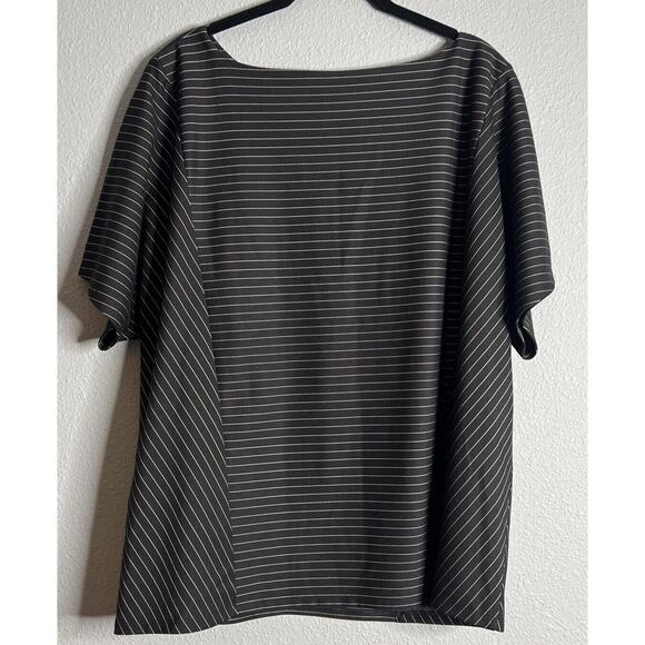 Chico's Ponte Striped Blouse‎ Size 3 XL Black & White Office Casual Boat Neck - Picture 3 of 11